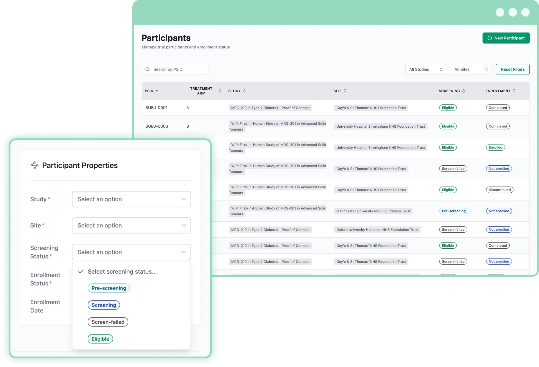 Participant Enrollment Tracking