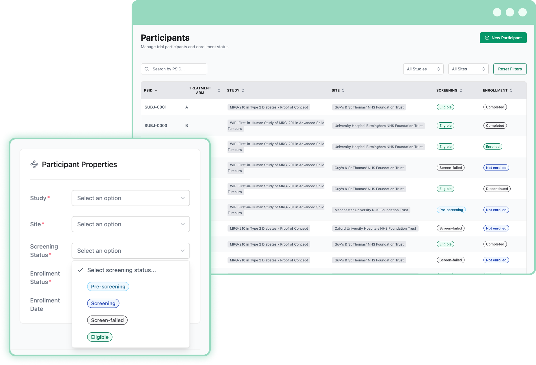Participant Enrollment Tracking